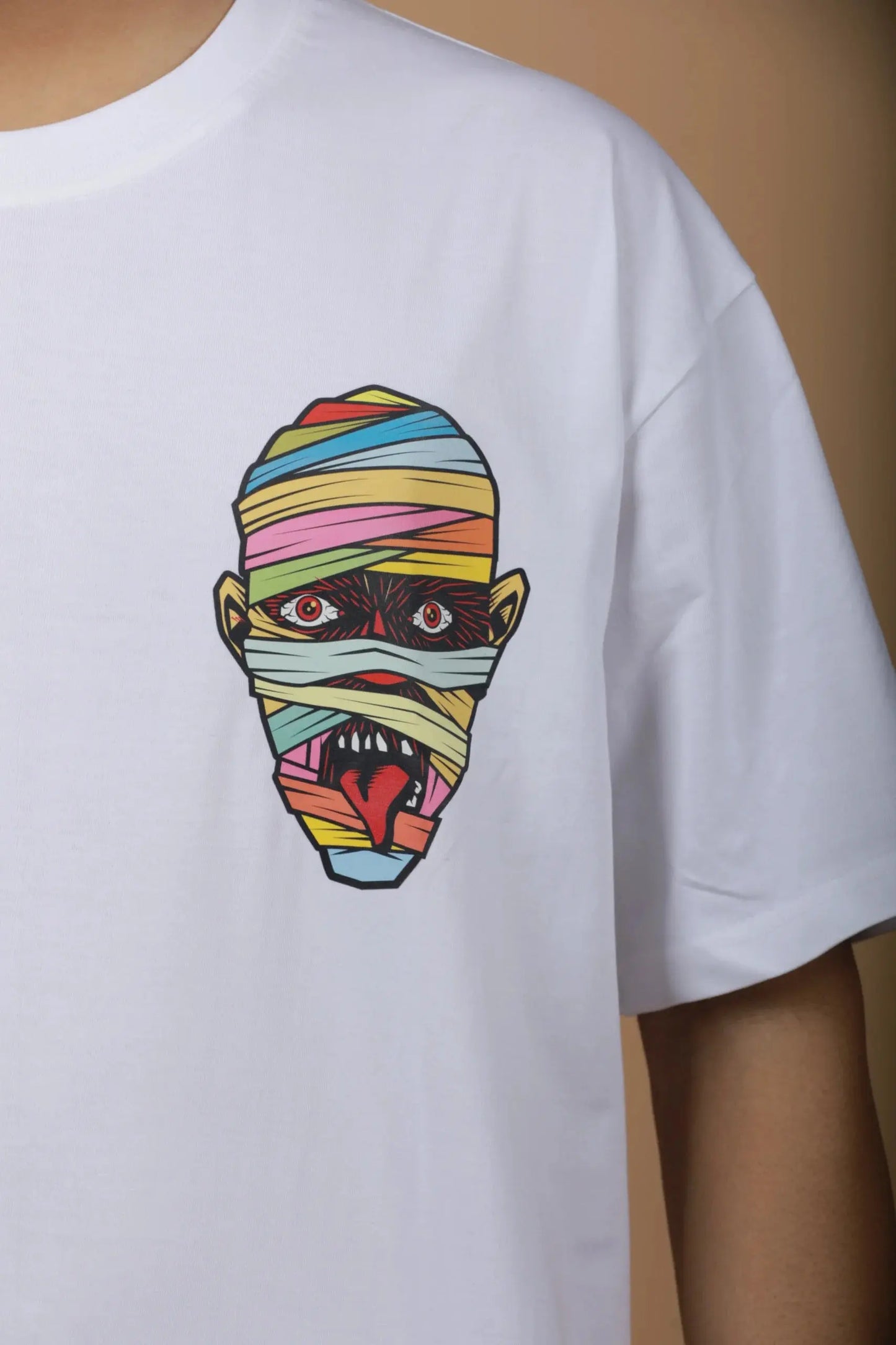 White Back Print Graphic Oversized Unisex T-shirt 