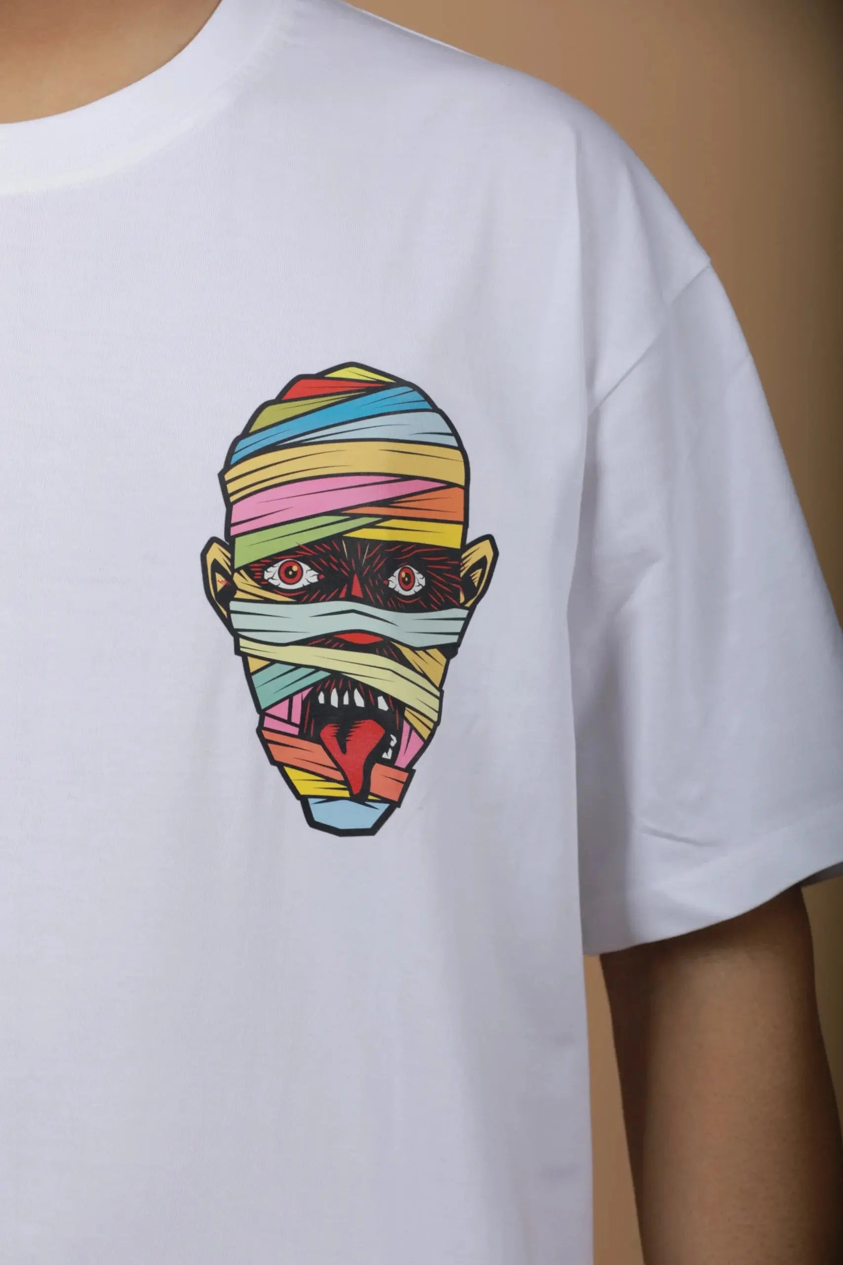 White Back Print Graphic Oversized Unisex T-shirt 