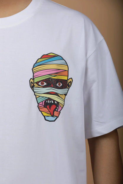 White Back Print Graphic Oversized Unisex T-shirt 