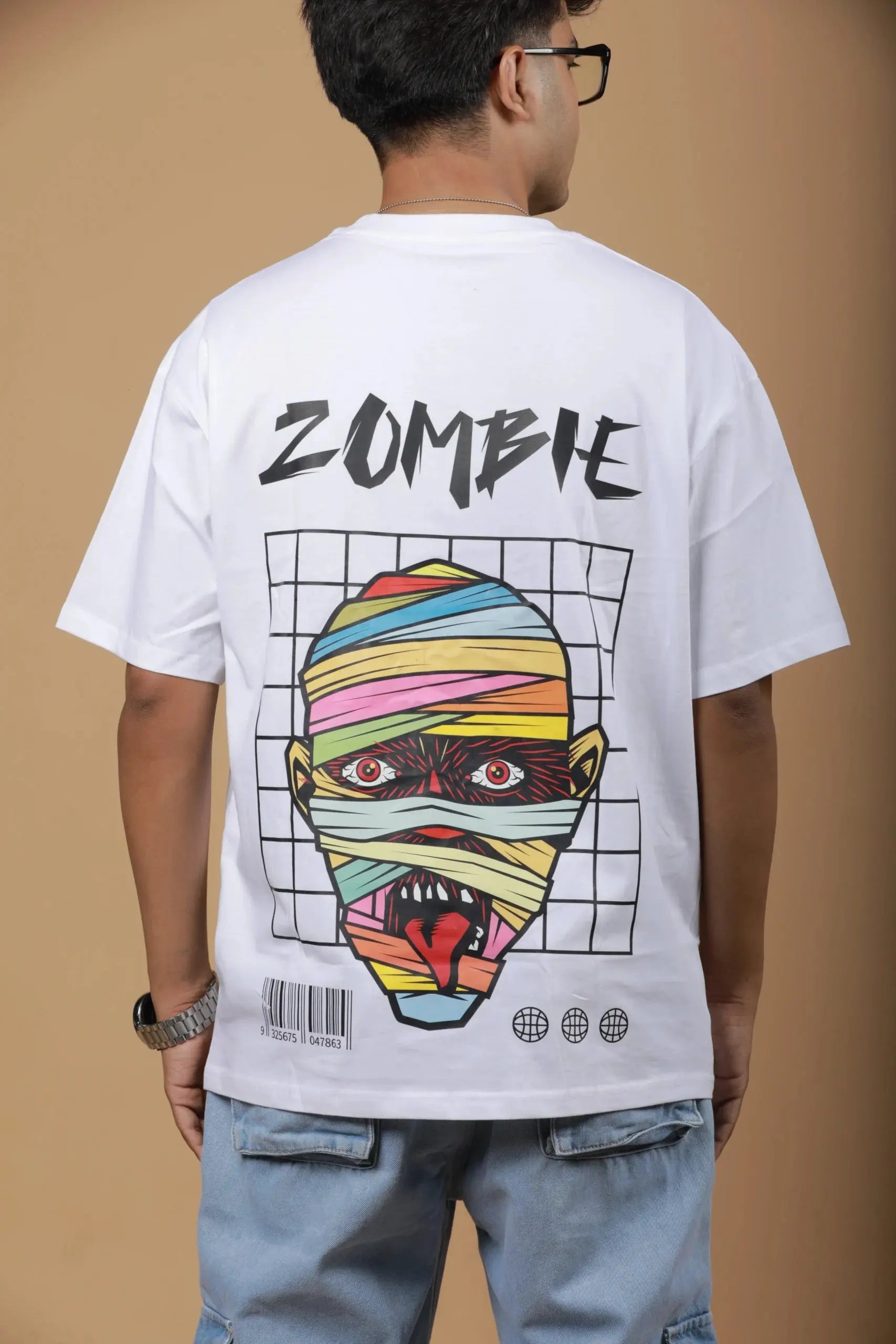 White Back Print Graphic Oversized Unisex T-shirt 