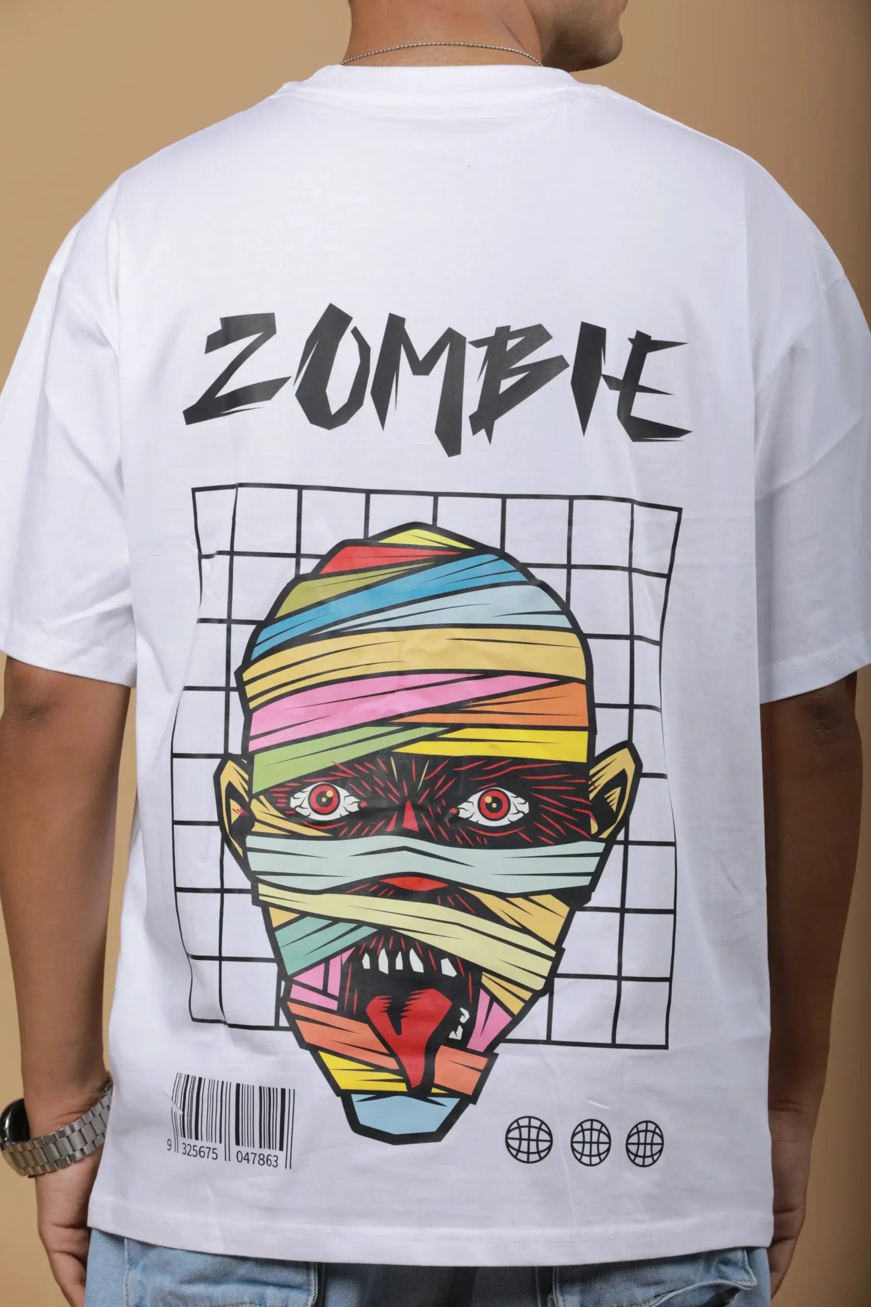 White Back Print Graphic Oversized Unisex T-shirt 