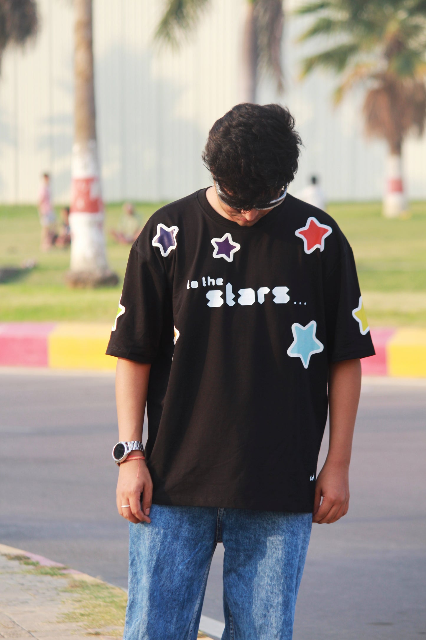 To The Stars Unisex Puff Print Tee – Oversized Fit