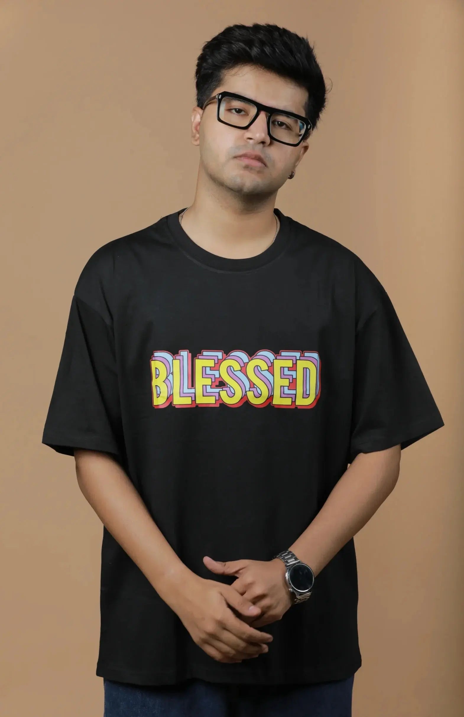 Unisex Blessed Print Oversized T-Shirt 