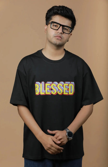 Unisex Blessed Print Oversized T-Shirt 