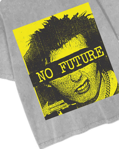 'No Future' Puff Print Acid Wash Co-ord Set