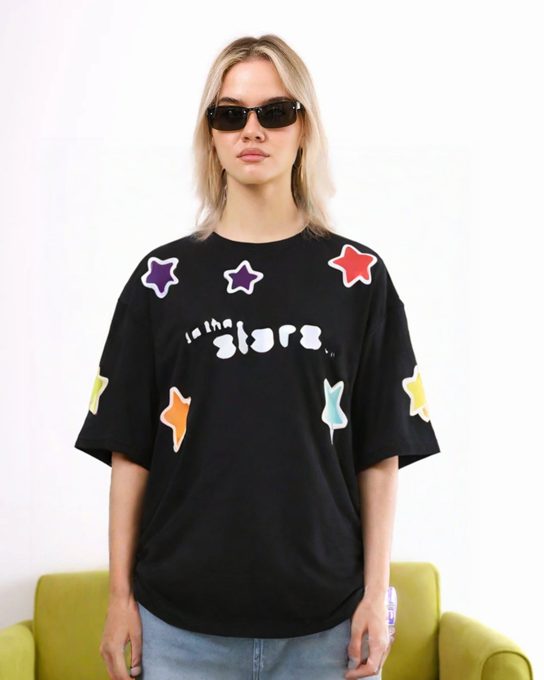 To The Stars Unisex Puff Print Tee – Oversized Fit